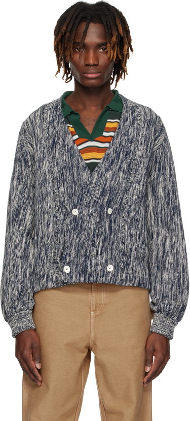 Sveter Bode Bode Double-Breasted Knit Cardigan Modrá | MRS25KT027, 0