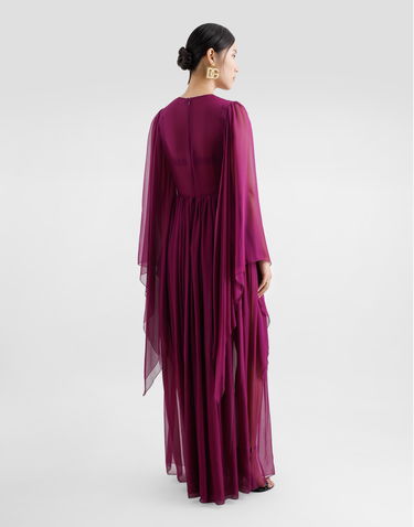 Šaty Dolce & Gabbana Dolce & Gabbana Silk Chiffon Caftan Dress with Drawstring Fialová | F6TLZTFU1ATFA130, 2