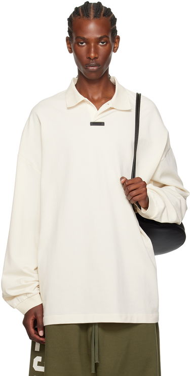 Polo tričko Fear of God Fear of God ESSENTIALS Logo Patch Long Sleeve Polo Biela | 125BT244322F, 0