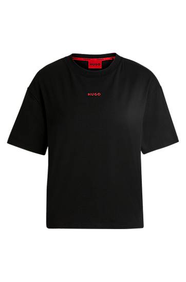 Tričko BOSS Hugo Relaxed Fit Jersey T-Shirt with Contrast Logo Čierna | 50490593