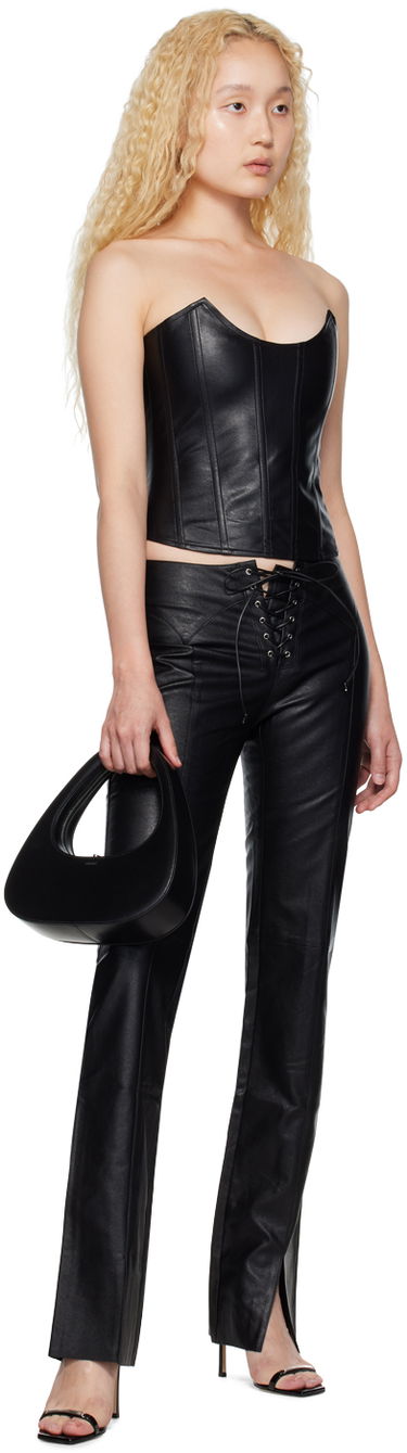 Body Miaou Miaou Leia Faux-Leather Corset Tank Top Čierna | 701O-CL-BLKL, 3