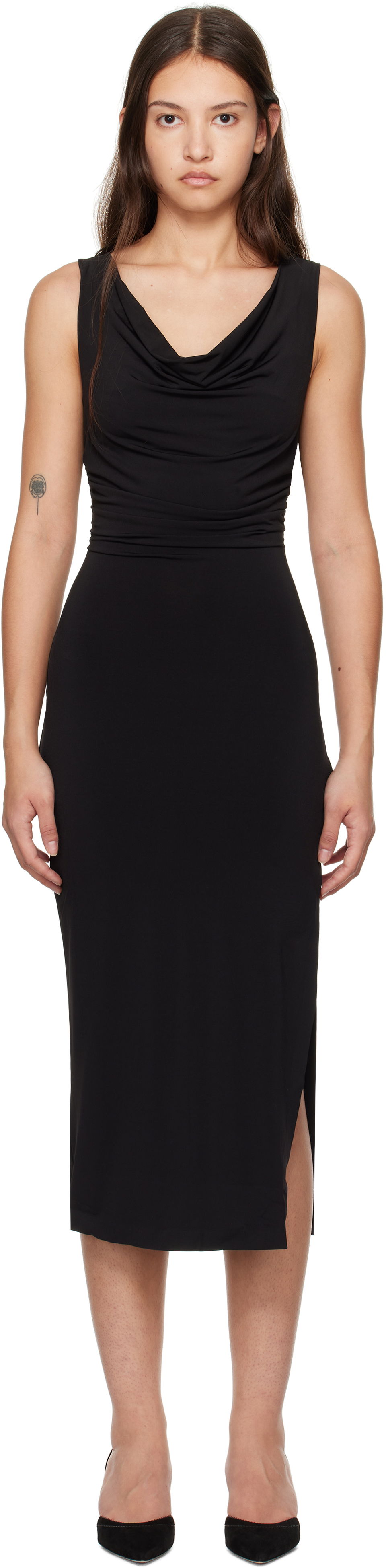 Šaty GUIZIO Guizio Cara Cowl Neck Midi Dress Čierna | H24416K012, 0