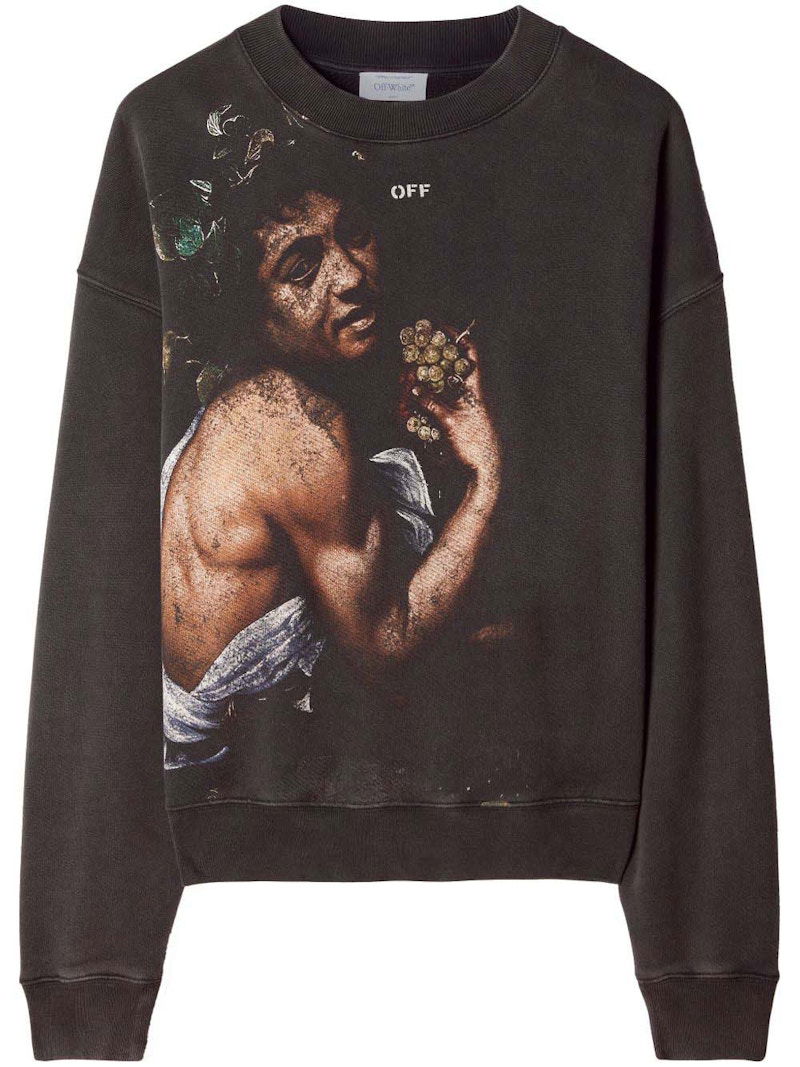 Mikina Off-White Bacchus Cotton Sweatshirt Brown/Print Čierna | OMBA054F23FLE0141084, 0