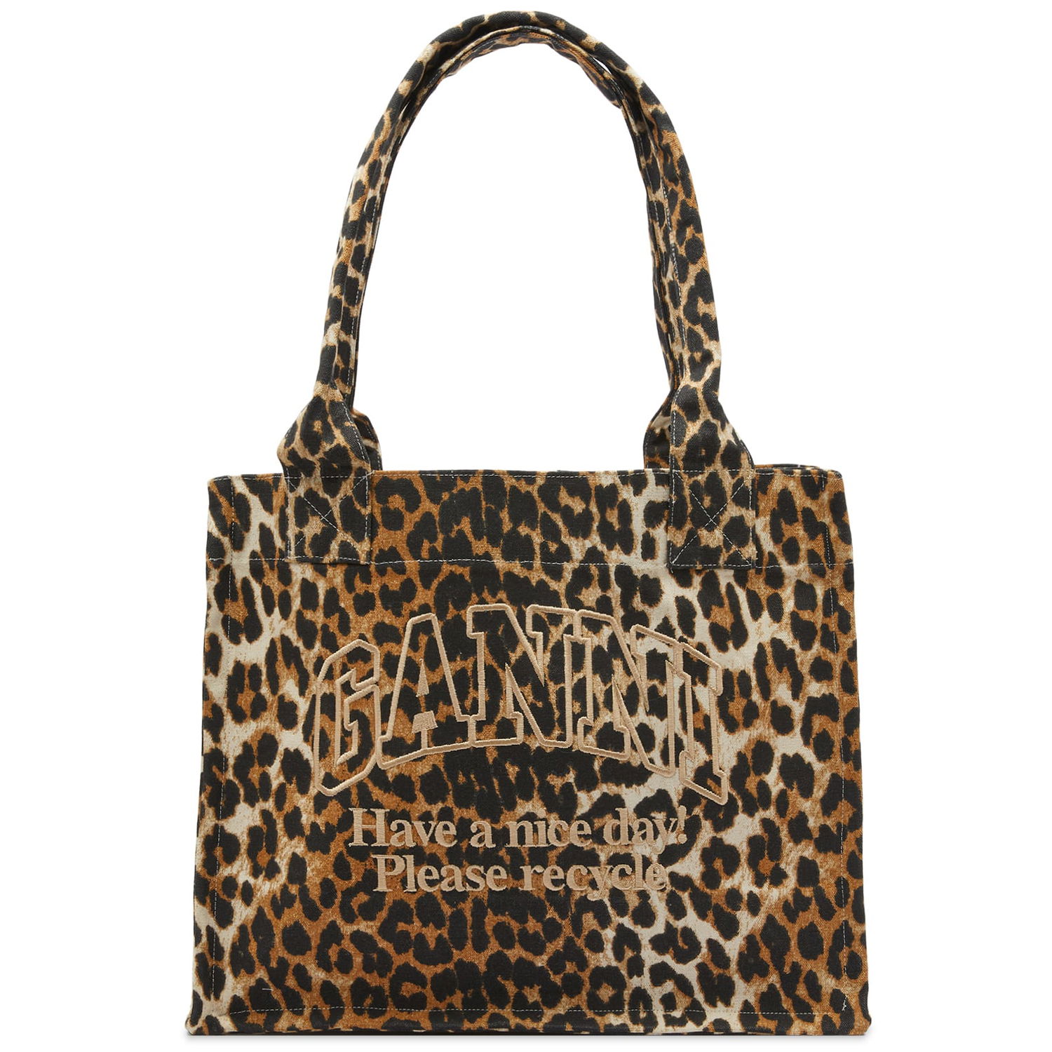 Tote bag GANNI Leopard Print Easy Shopper Tote Bag Hnedá | A5807-943, 0