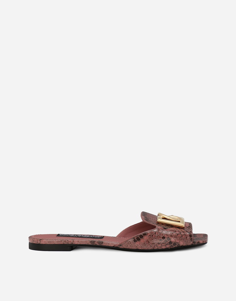 Doplnky Dolce & Gabbana Dolce & Gabbana Python Skin Slides with DG Buckle Ružová | CQ0593A2Y688H415