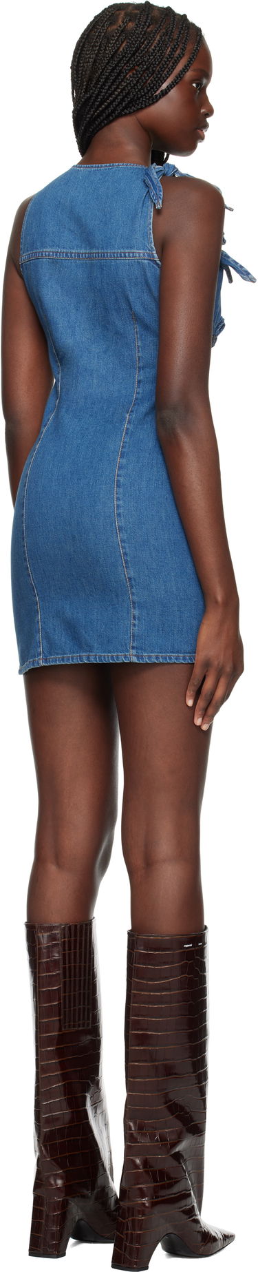 Šaty Coperni Coperni Asymmetric Flower Denim Minidress Modrá | COPR158F2014, 2