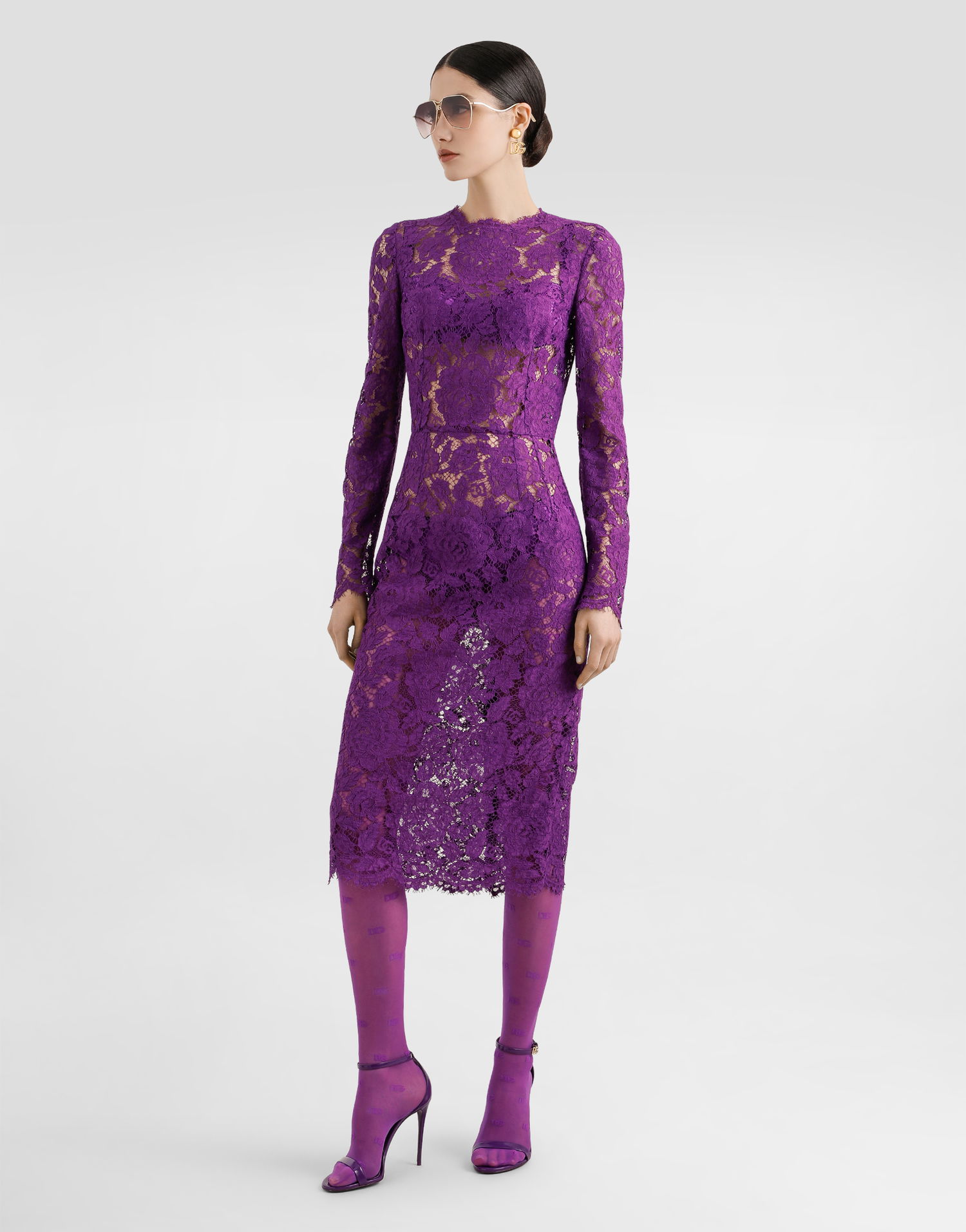 Šaty Dolce & Gabbana Dolce & Gabbana Cordonetto Lace Sheath Dress Fialová | F6M0DTHLM7LF0571, 1