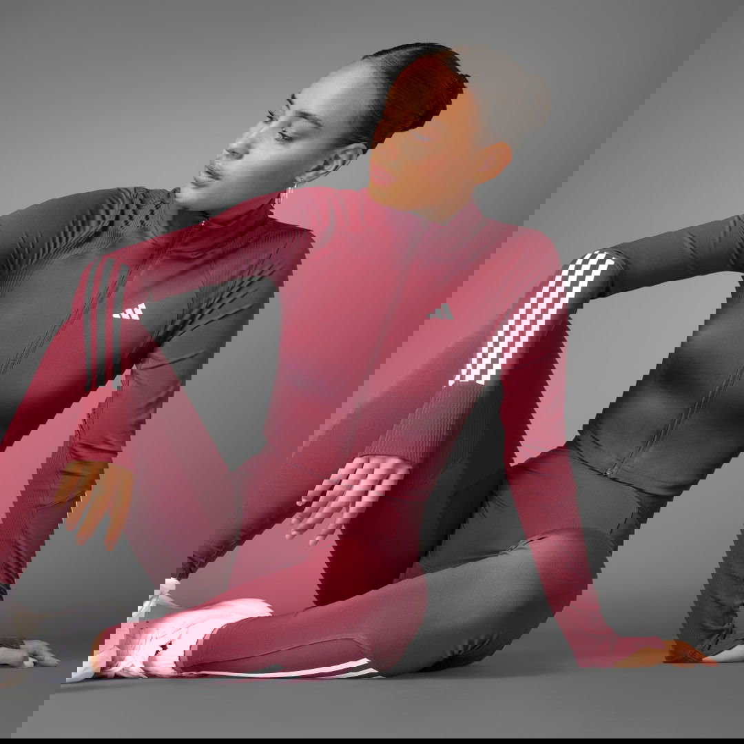 Súprava adidas Performance Hyperglam Full-Zip Ribbed Training Top Vínová | JE8816, 0