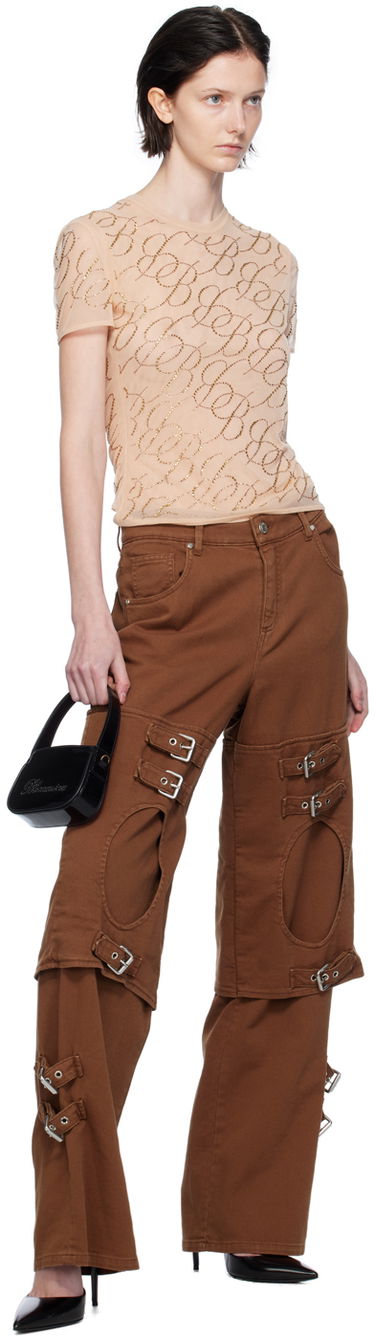 Cargo nohavice Blumarine Blumarine Boyfriend Cutout Buckle Jeans Hnedá | A344J046A, 3