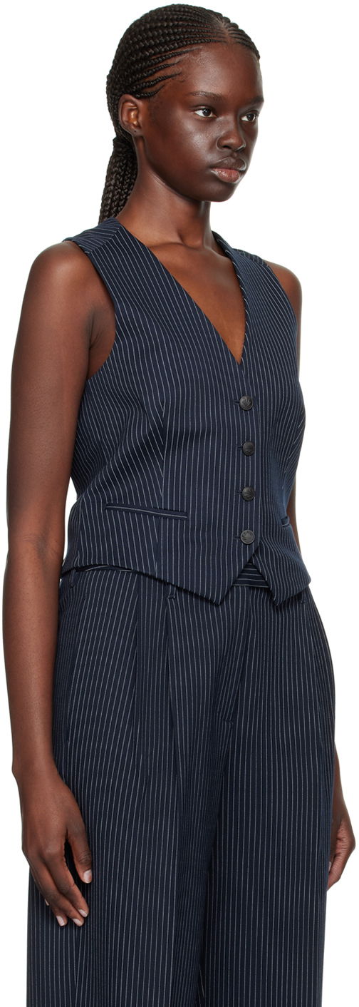 Vesta rag & bone Priya Pinstripe Vest Modrá | WAC23HT044LC44, 1
