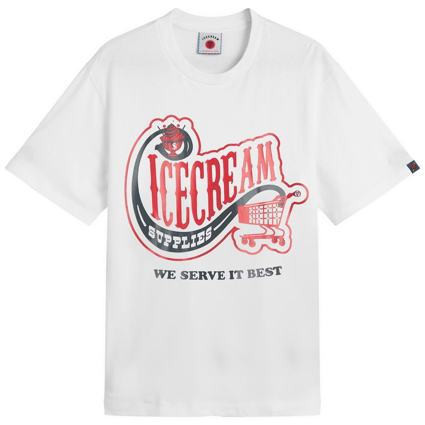 Tričko BBC IceCream ICECREAM Convenience Store Graphic T-Shirt, Size Large Biela | IC25349-WHT