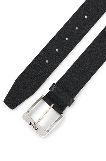 Opasok BOSS Leather Belt with Logo Buckle Čierna | 50537064, 1