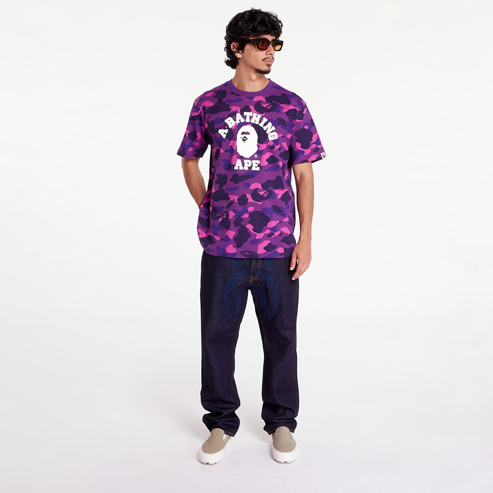 A BATHING APE Color Camo College Tee Purple