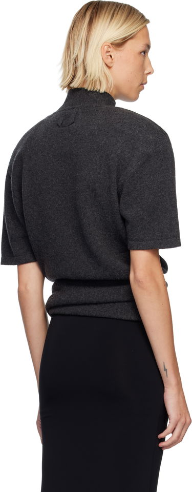 Sveter Jacquemus 'The Castagna' Short Sleeve Knit Mock-Neck Top Šedá | 25HSWW00629AK00282, 2