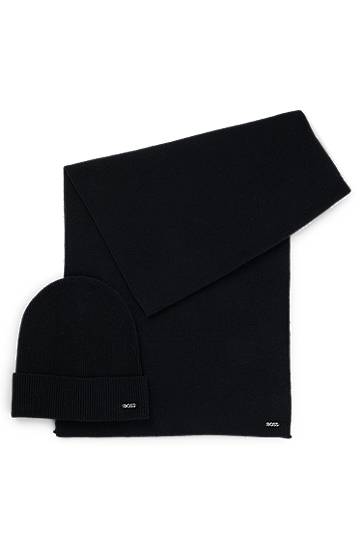 Šál BOSS Ribbed Scarf and Beanie Hat Set Čierna | 50502539, 0