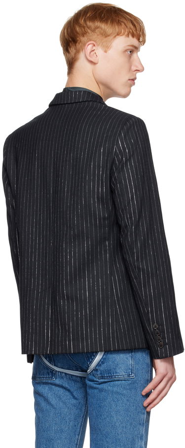 Bunda Coperni Coperni Pinstripe Blazer with Flower Appliqué Navy | COPV34112MEN, 2
