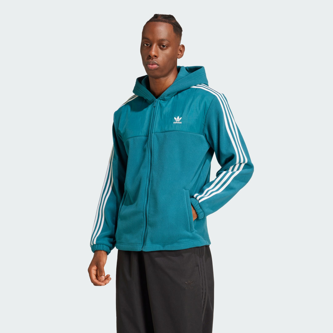Mikina adidas Performance Adicolor 3-Stripes Teddy Fleece Hoodie Zelené | IZ2488, 0