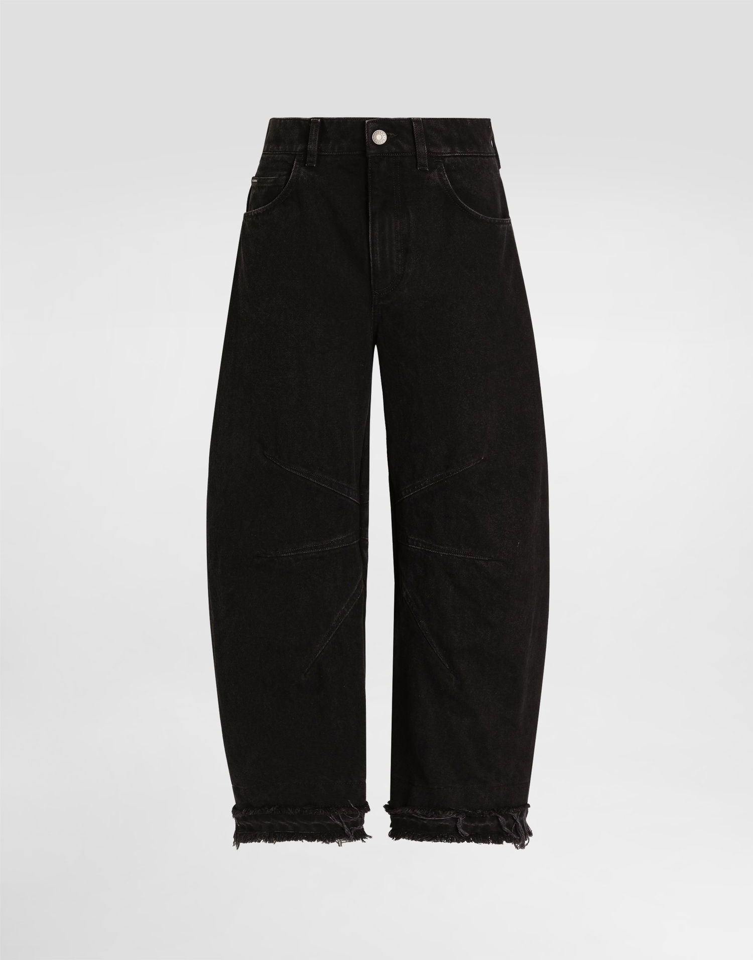 Džínsy Dolce & Gabbana 5-pocket High-waisted Wide-leg Denim Trousers with Frayed Hem and Seam Details 36 Čierna | FTDITDG8OP1S9001, 0