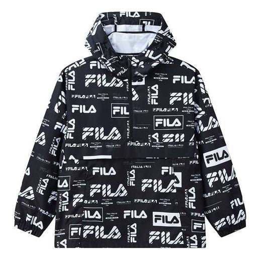 Vetrovka FILA Logo Print Loose Fit Hooded Jacket Čierna | F11M934708F-PT