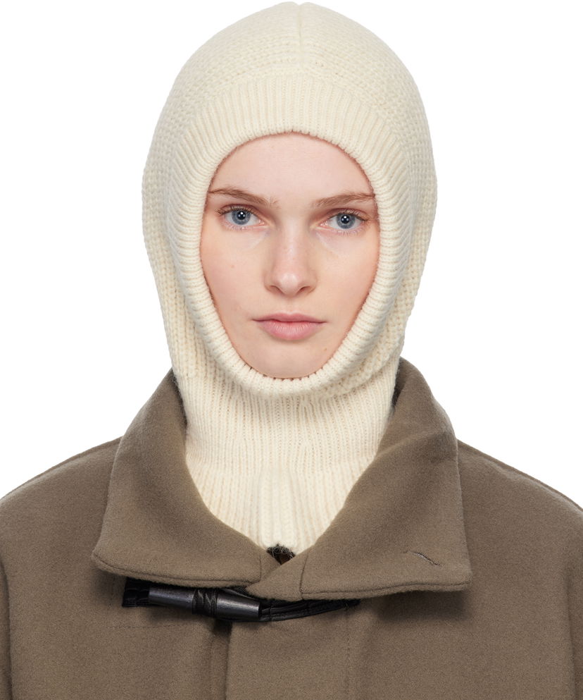 Klobúk LEMAIRE Knitted Hood Balaclava Biela | AC1227 LK1028