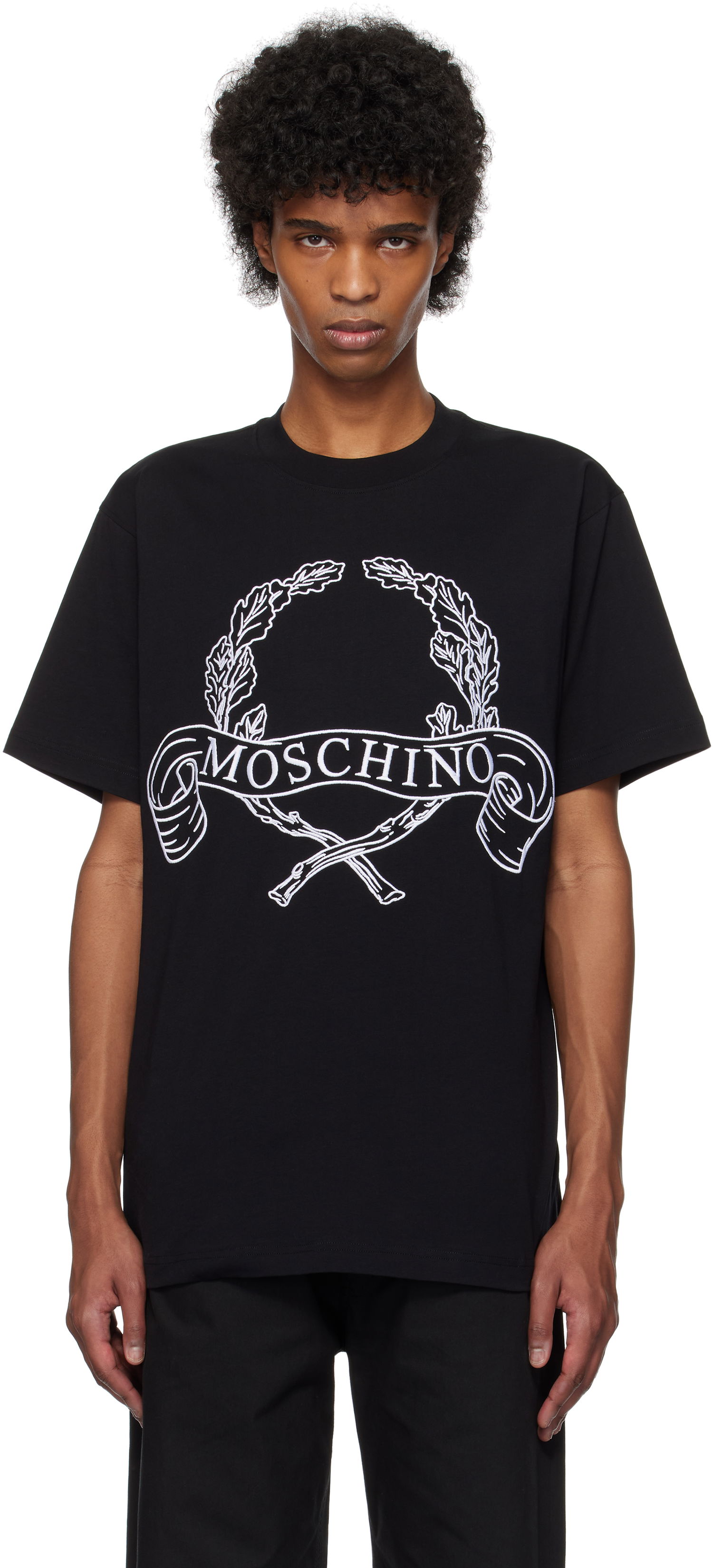 Tričko Moschino Moschino Laurel Crown Embroidered T-Shirt Čierna | 251ZZA072202411555, 0