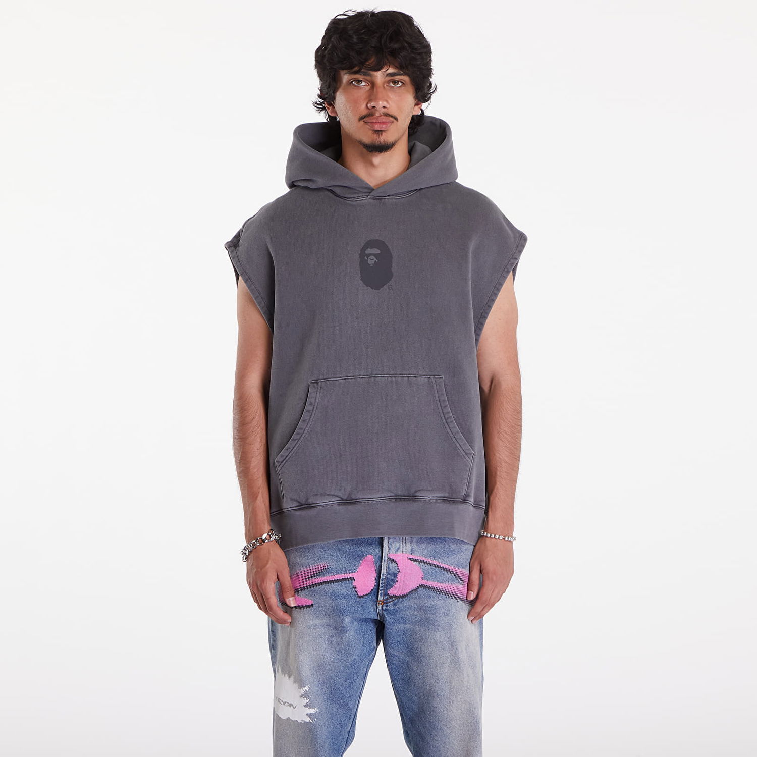 Mikina BAPE A BATHING APE Bape Sleeveless Pullover Hoodie Charcoal Šedá | 001PPJ801055ICHA, 0