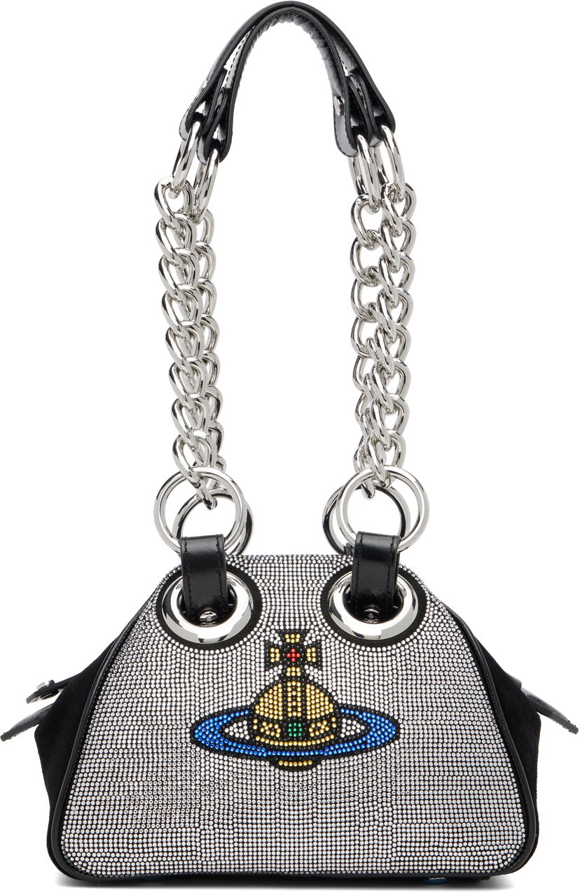 Taška cez rameno Vivienne Westwood Hotfix Diamante Archive Chain Bag Metalická | 4602000RW-PT000Q-