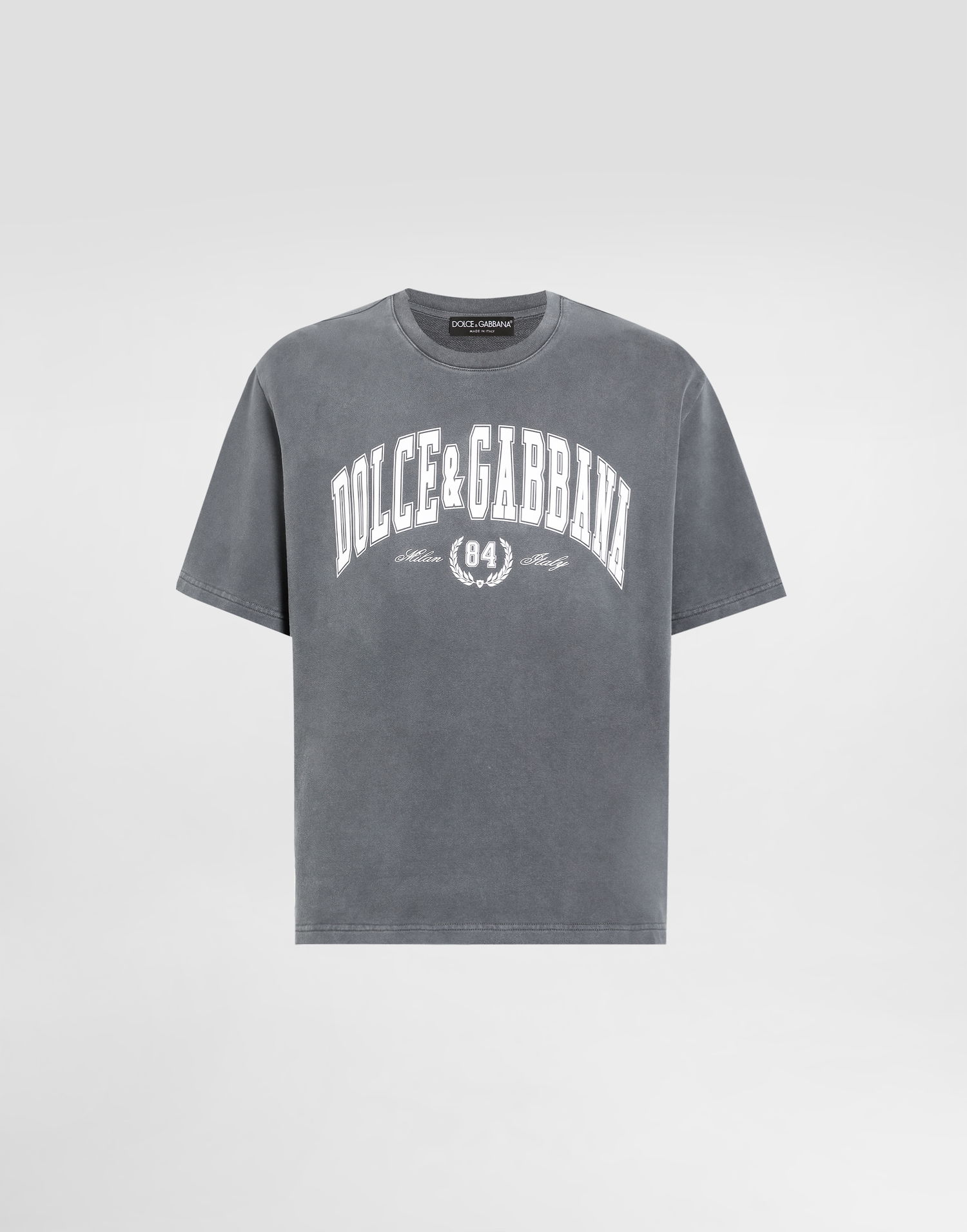 Tričko Dolce & Gabbana Dolce & Gabbana Cotton T-Shirt with '84' Print Šedá | G8TA2TG7PK7N9833, 0