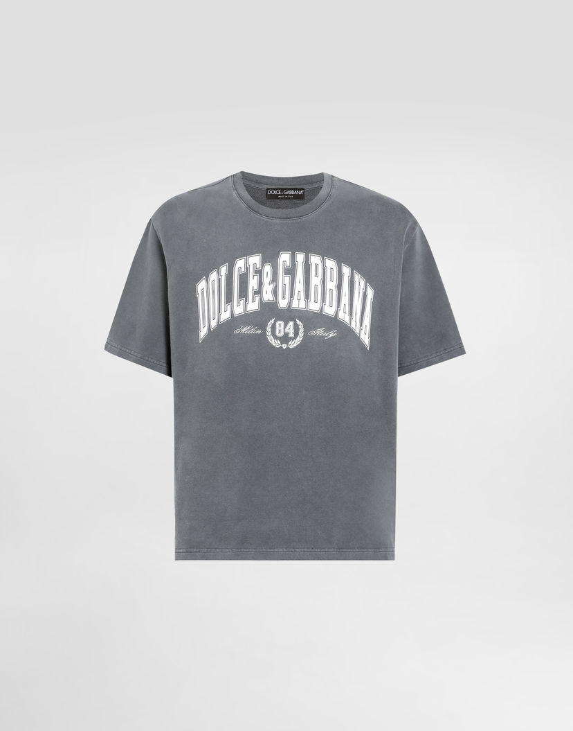 Tričko Dolce & Gabbana Dolce & Gabbana Cotton T-Shirt with '84' Print Šedá | G8TA2TG7PK7N9833