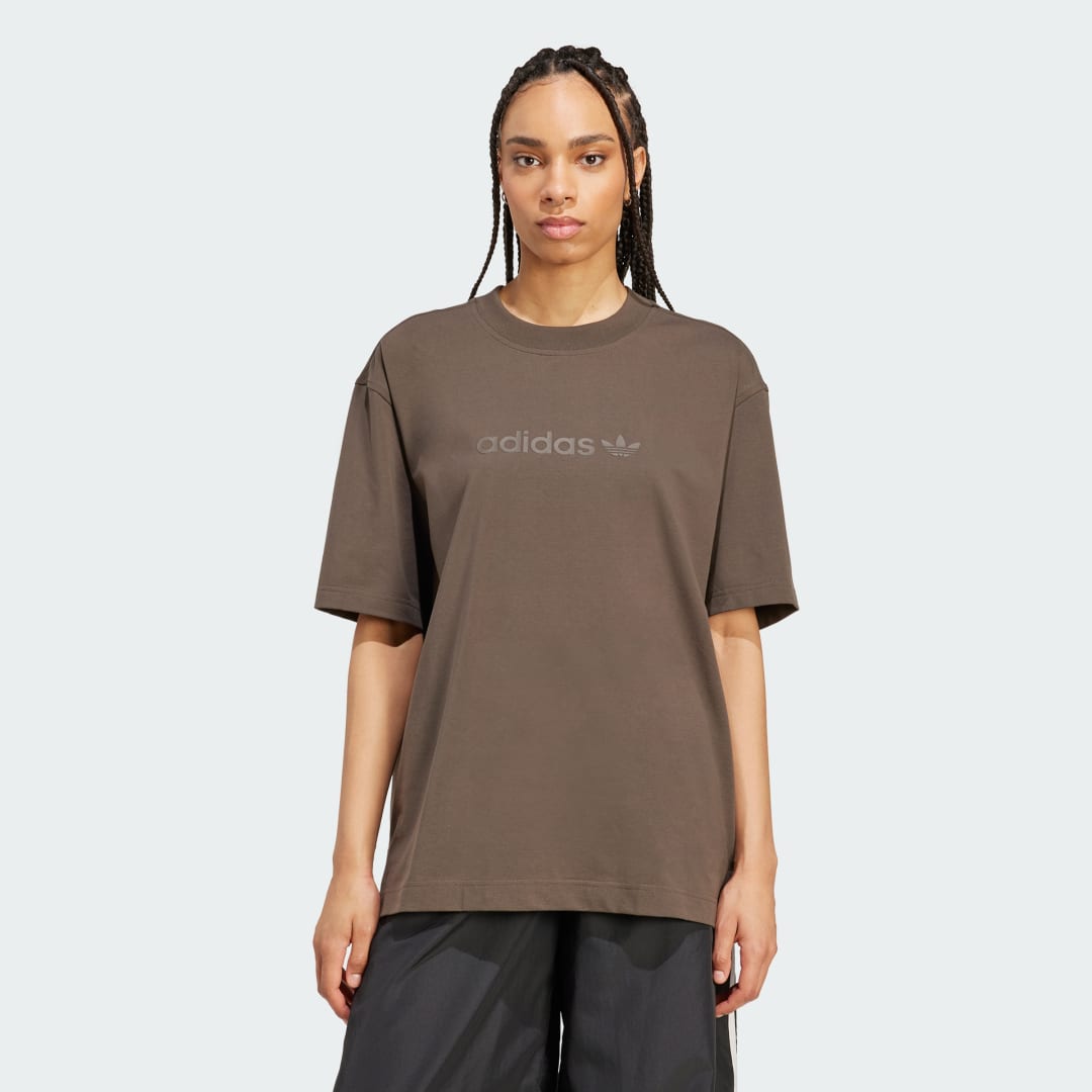 Tričko adidas Performance Essentials Linear Oversized T-Shirt Hnedá | JX5535, 0