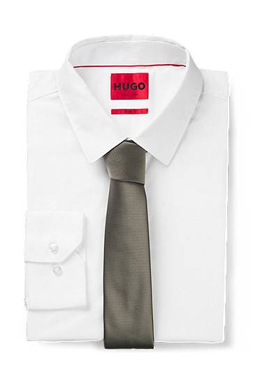 Opasok BOSS Jacquard Weave Silk-Blend Tie Šedá | 50520644, 1