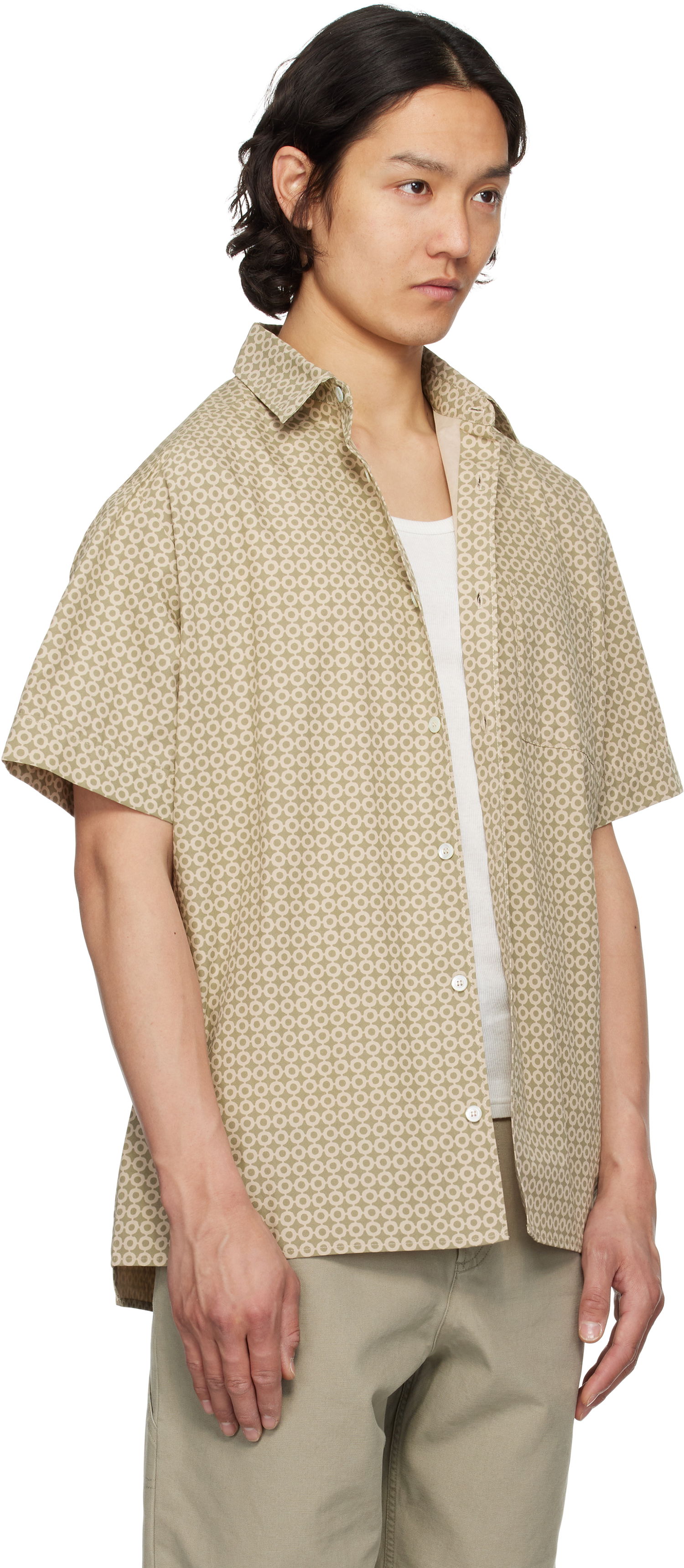Košeľa A.P.C. A.P.C. Ross Geometric-Print Short-Sleeve Shirt Béžová | COHFY-H12541, 1