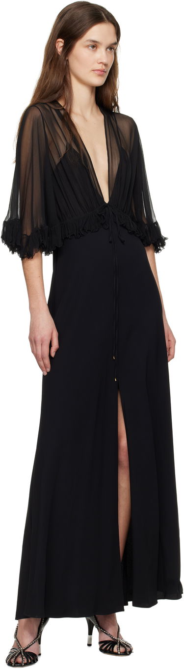 Šaty CHLOÉ Chloé V-Neck Ruffle Maxi Dress Čierna | CH25SRO26355, 3