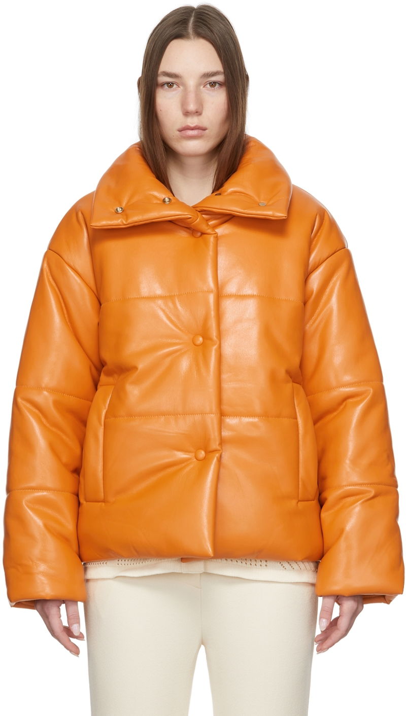 Prešívaná bunda Nanushka Hide Puffer Vegan Leather Jacket Oranžová | NW22RSOW00217, 0
