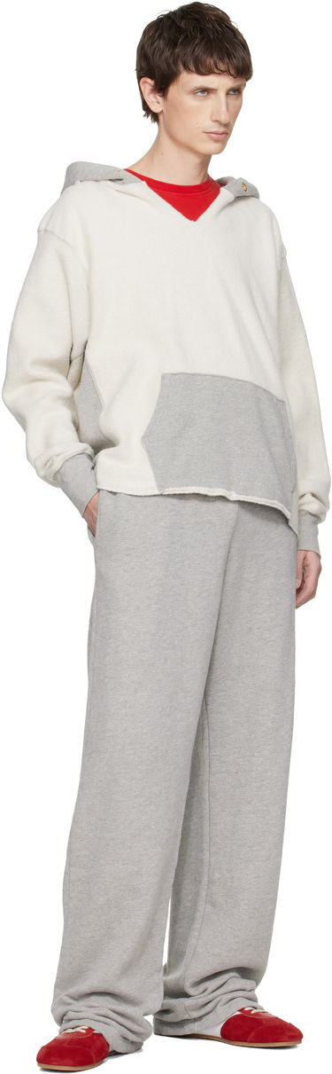 Mikina LES TIEN Heavyweight Inside Out Raw Cropped Hoodie Biela | CF-1150-IO, 3