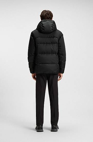 Prešívaná bunda BOSS Water-repellent Down-Filled Jacket with Detachable Hood Čierna | 50548693, 1