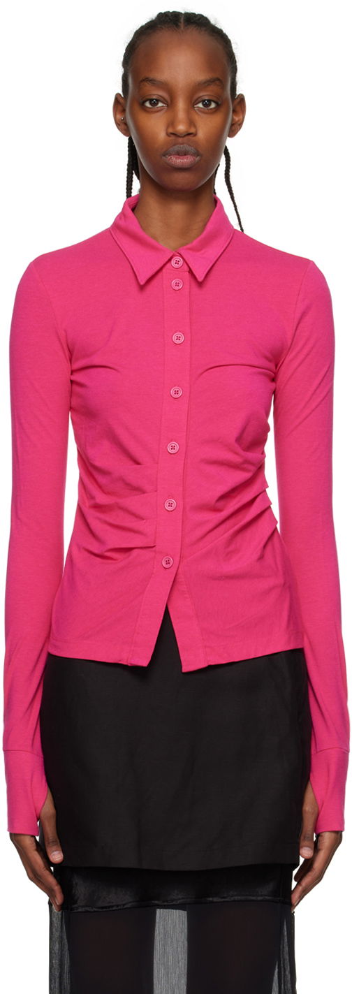 Košeľa Helmut Lang Exclusive Shirred Shirt Ružová | N01HW511, 0