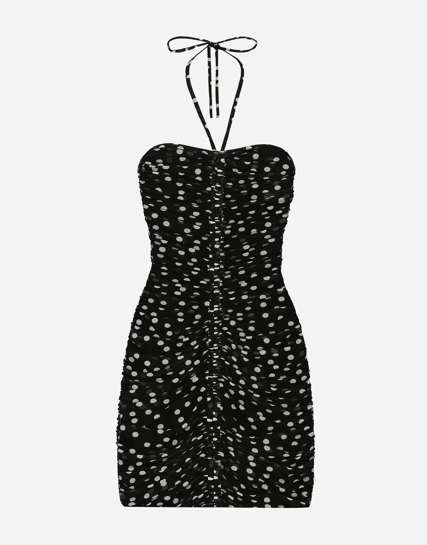 Šaty Dolce & Gabbana Short Draped Tulle Polka Dot Dress Čierna | F6JIZTFSRP2HNBDW, 0