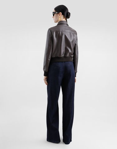 Bunda Dolce & Gabbana Dolce & Gabbana Short Nappa Leather Jacket Hnedá | F9S32LHULWMM3977, 2