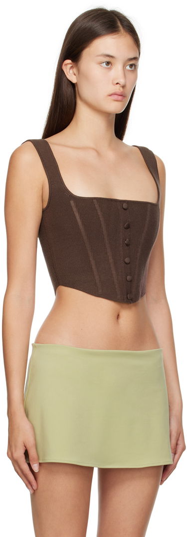 Tielko GUIZIO Guizio Corset Knit Camisole Hnedá | DGF22C1018NY_BRN, 1