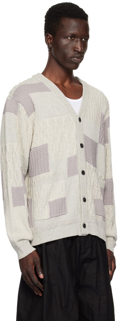 Sveter BEAMS BEAMS PLUS Patchwork Cardigan Šedá | 3815-0173-156, 1