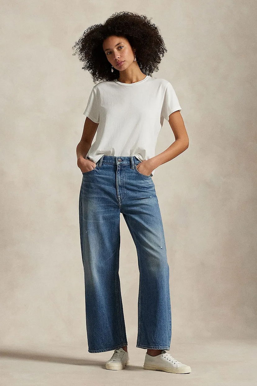 Džínsy Polo by Ralph Lauren Polo Ralph Lauren High Waist Wide Leg Ankle Crop Jeans Modrá | 211969377