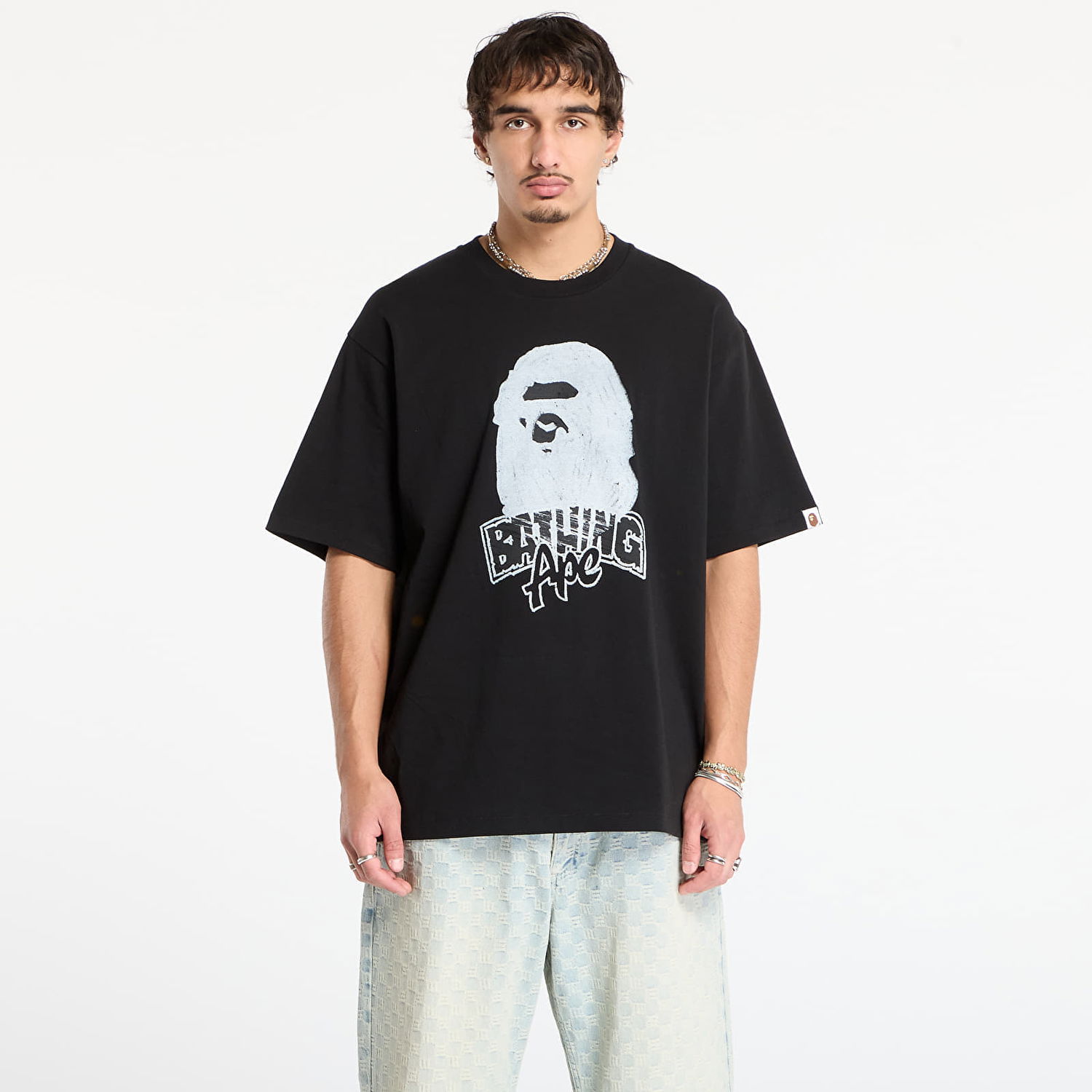 Tričko BAPE Hand Drawn Ape Head Relaxed Fit T-Shirt Čierna | 001TEL801333MBLK, 0