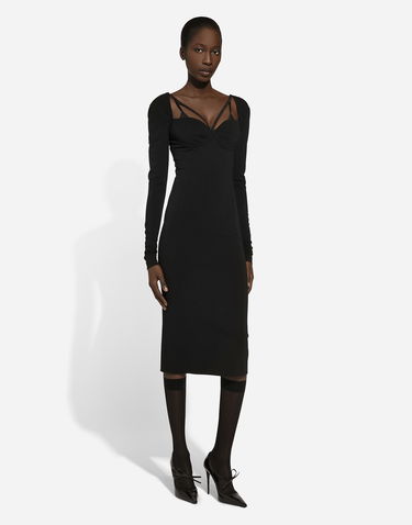 Šaty Dolce & Gabbana Jersey Milano Rib Calf-length Dress Čierna | F6JBHTFUGN7N0000, 1