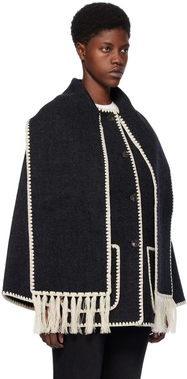 Šál TOTEME Embroidered Wool-Blend Cape Čierna | 221-117-709, 1