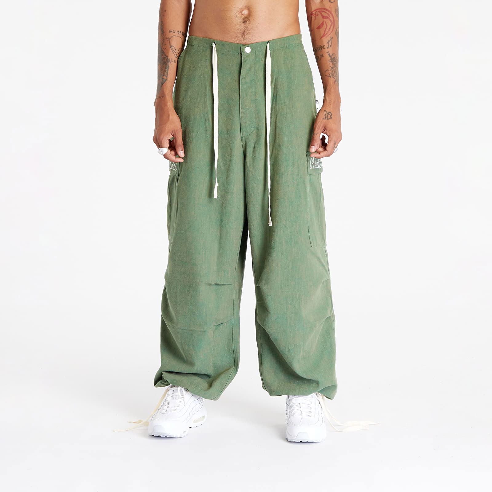 Visitor Wide Fit Cargo Pants Green