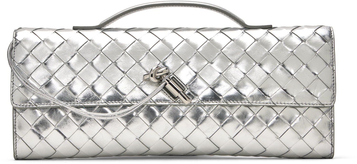 Kabelka Bottega Veneta Bottega Veneta Andiamo Woven Leather Clutch Metalická | 741511 V4P12, 0
