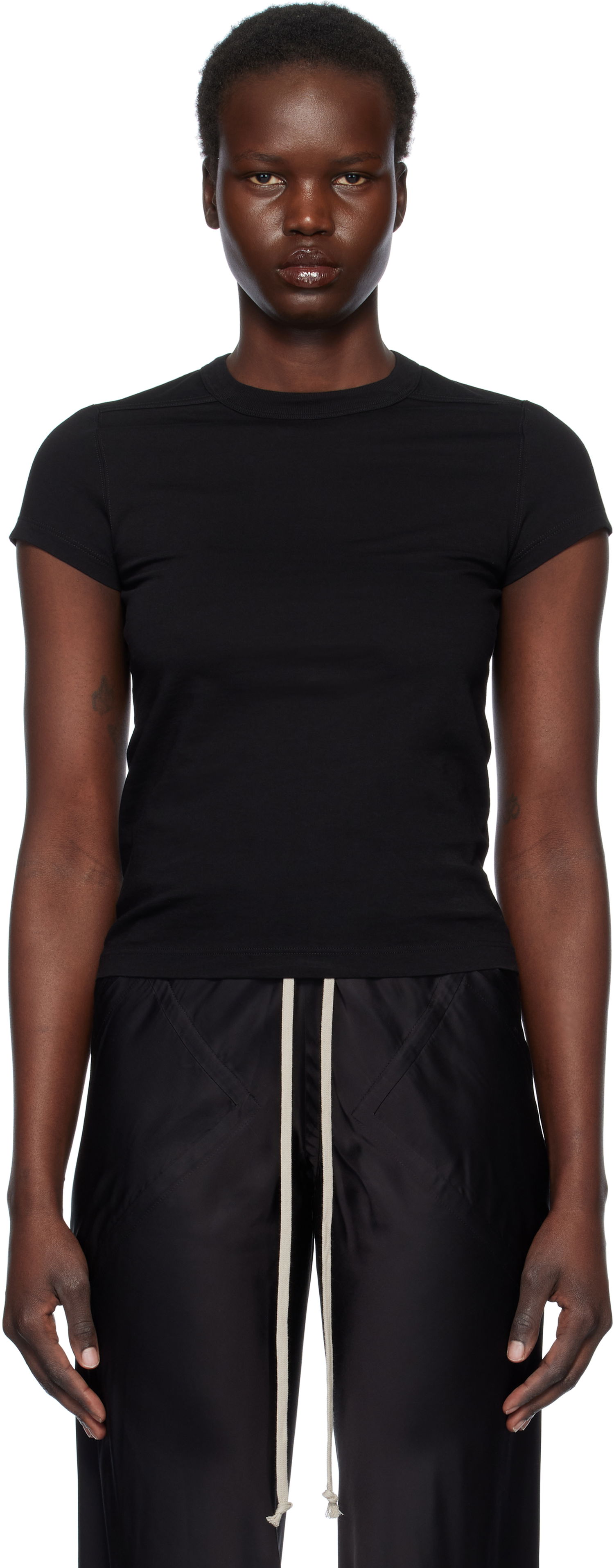 Tričko Rick Owens Rick Owens Hollywood Cropped Level T-Shirt Čierna | RP01E7235 JA, 0