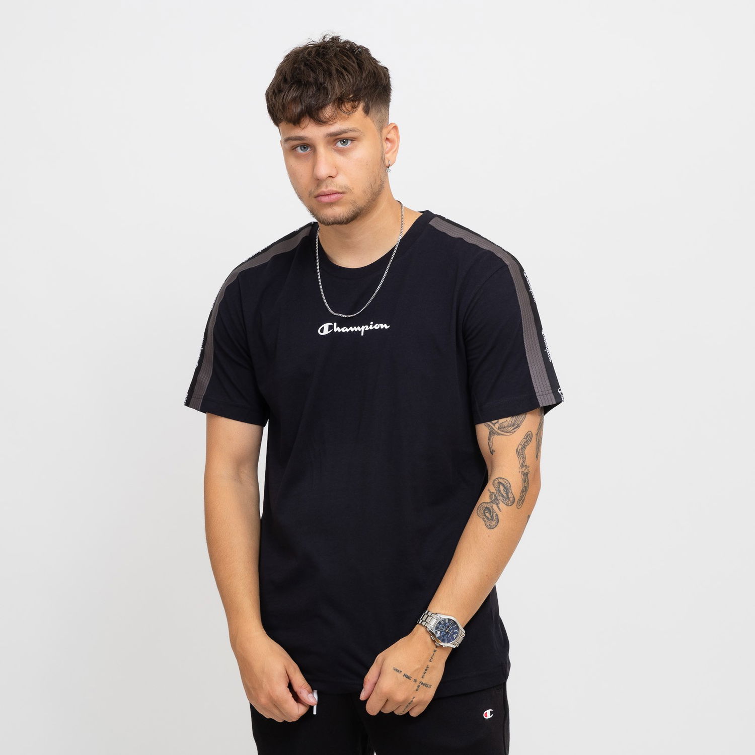 Tričko Champion Black Short Sleeve Graphic Tee Čierna | 219097-KK001, 0