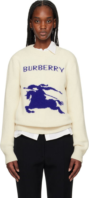 Sveter Burberry Burberry Wool Cashmere Equestrian Knight Design Sweater Biela | 8103045, 0